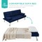 Best Choice Products Modern Linen Convertible Futon Sofa Bed w/ Removable Armrests, Metal Legs, Cupholders